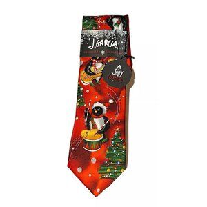 J. Garcia Necktie Mens Christmas Tie Penguins Band Themed Novelty Guitar NEW